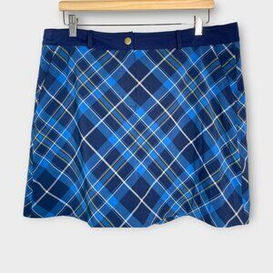 Lady Hagen Skort Sz 14 Blue Plaid Pockets Golf Pickleball Tennis NEW